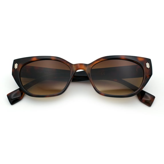 Womens Mod Urban City Hipster Rectangle Cat Eye Plastic Sunglasses Tortoise - Brown
