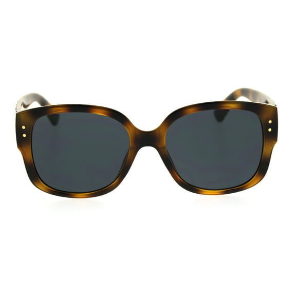 Womens Mod Vintage Designer Rectangular Plastic Sunglasses Tortoise Solid Black