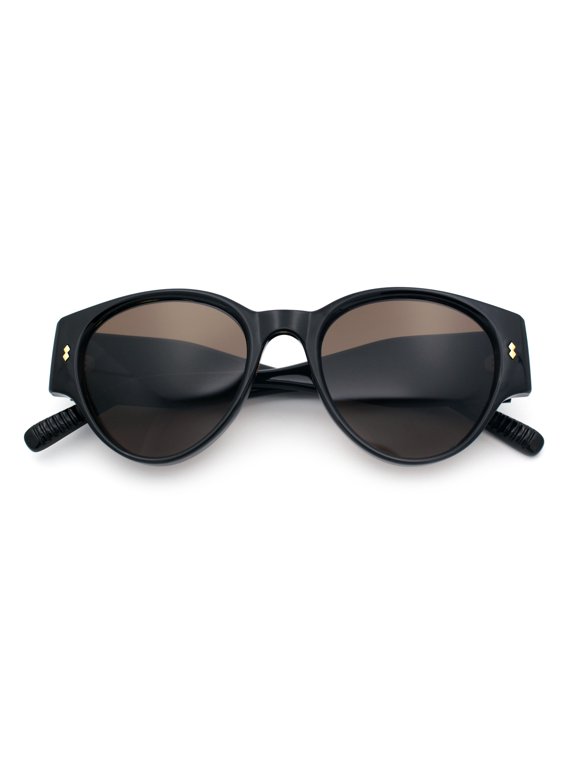 Womens Mod Vintage Style Thick Temple Round Hipster Plastic Sunglasses Black - Brown