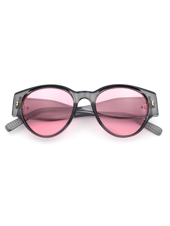 Womens Mod Vintage Style Thick Temple Round Hipster Plastic Sunglasses Slate - Pink