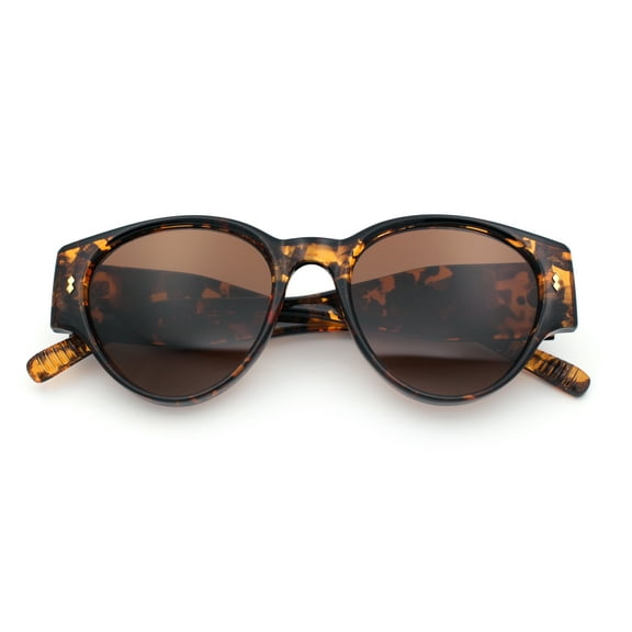 Womens Mod Vintage Style Thick Temple Round Hipster Plastic Sunglasses Tortoise - Brown