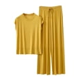 thumbnail image 1 of Womens Modal 2 Piece Lounge Set Short Sleeve Round Neck Soft PJs Lightweig Loose Matching Outfits Set, 1 of 5