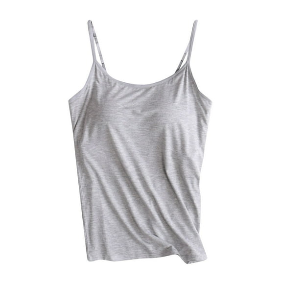Womens Modal Built-in Bra Padded Camisole Yoga Tanks Tops Adjustable Spaghetti Strap Cami Tanks Basic Padded Layering Yoga Top