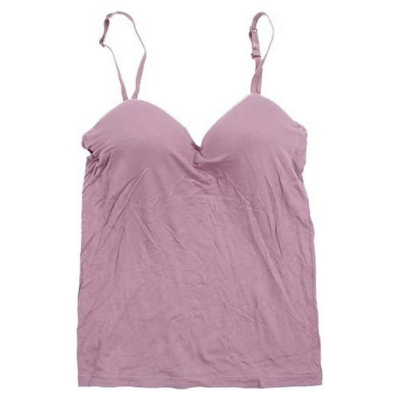 Womens Modal Built-in Bra Padded Camisole Yoga Tanks Tops (Purple,M)