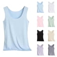 thumbnail image 1 of Womens Modal Built-in Bra Padded Camisole Yoga Tanks Tops with Built-In Support and Wide U-Neck Featuring Seamless Design Gray L, 1 of 5