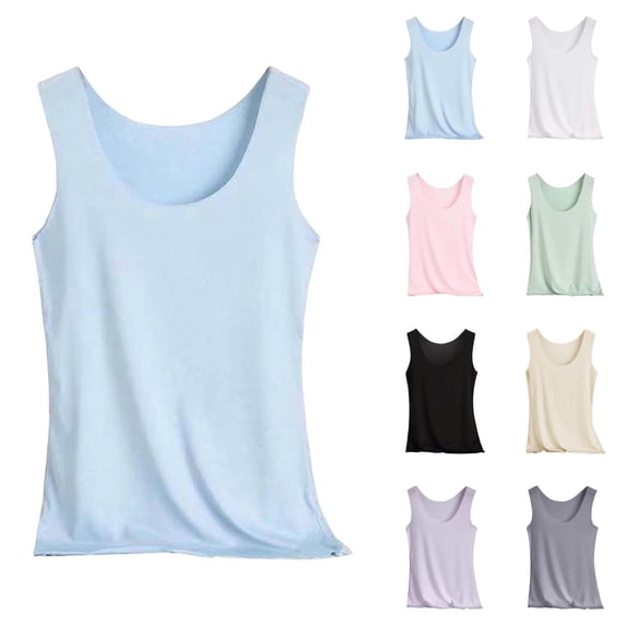 Womens Modal Built-in Bra Padded Camisole Yoga Tanks Tops with Built-In Support and Wide U-Neck Featuring Seamless Design Green XXL