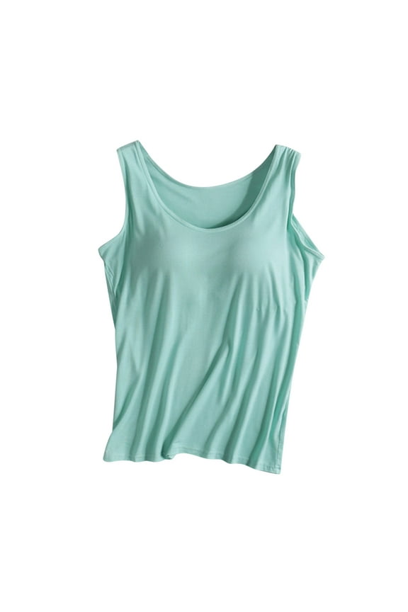Womens Modal Built-in Bra Padded Camisole Yoga Tanks Tops