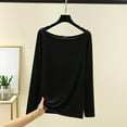 thumbnail image 1 of Womens Modal Cotton Shirts Solid Color Loungewear Long Sleeve Blouses Casual Round Neck TShirt Internal Construction Lightweight Soft Basic Shirt Pullover Top Black M, 1 of 5