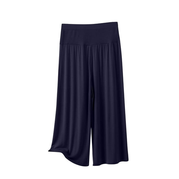 Womens Modal Elastic Waist Wide Leg Pants Casual Summer Palazzo Pants Lounge Trousers with Pockets