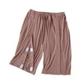 thumbnail image 1 of Womens Modal Nursing Shorts Tear Away Post-Surgery Split Open Recovery Bottoms Bedridden Patient Pants Summer Pajamas Brown, XL, 1 of 3