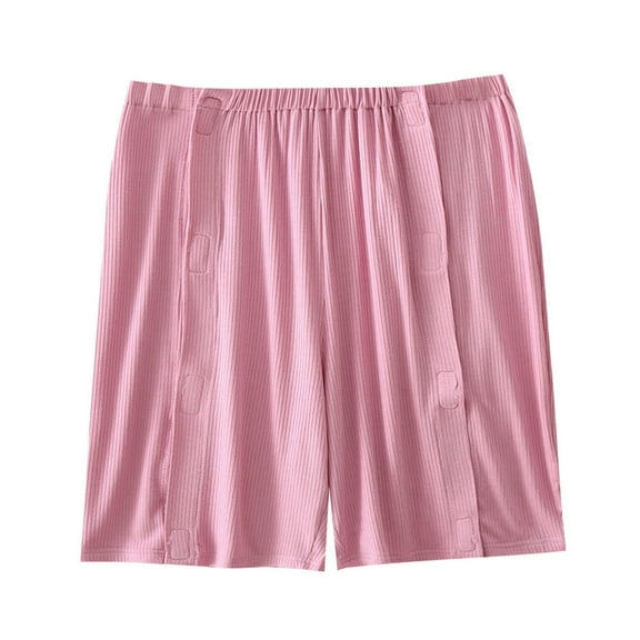 Womens Modal Nursing Shorts Tear Away Post-Surgery Split Open Recovery Bottoms Bedridden Patient Pants Summer Pajamas Hot Pink, 2XL