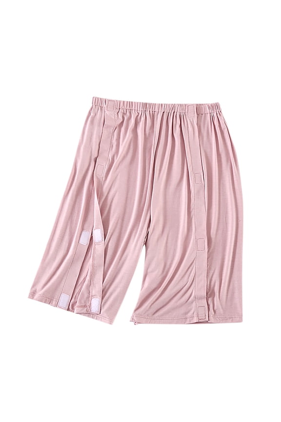 Womens Nursing Shorts Tear Away Post-Surgery Split Open Recovery Bottoms Bedridden Patient Pants Summer Pajamas Pink, M