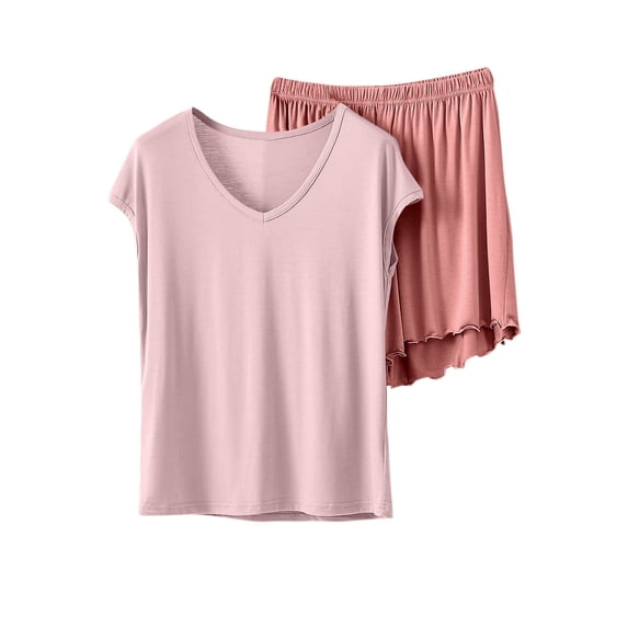 Womens Modal Pajamas Sets with Short Comfy Sleepwear Cap Sleeve Tops Nightwear 2 Piece Pjs Loungewear
