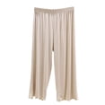 thumbnail image 1 of Womens Modal Solid Color Capri Pajama Pants Ruffle Hem Lounge Pants Drawstring Pj Bottoms with Pockets Beige XXL(XXL), 1 of 6