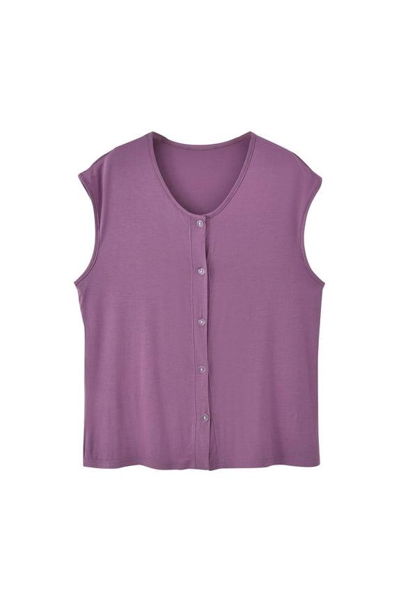 Womens Modal Vest Tops Button Down Sleeveless Shirts Loose V Neck Tank Top Easy Breathable T-Shirt Jacket Simple Classic Tee Spring Active Fit Outfits 2026 Casual Cozy Costume