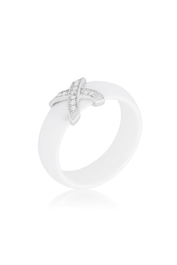 Womens Modern Classic X Ring, White - Size 10