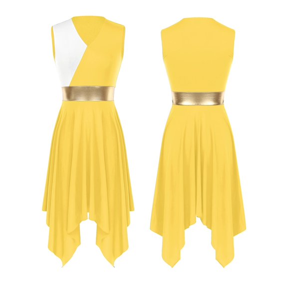 Womens Modern Lyrical Dance Costume Praise Liturgical Dresses Sleeveless Invisible Zipper
