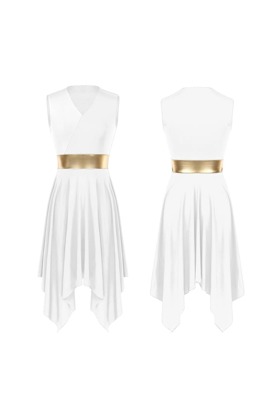 Womens Modern Lyrical Dance Costume Praise Liturgical Dresses Sleeveless Invisible Zipper