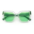 thumbnail image 1 of Womens Modish Squared Oversized Cat Eye Plastic Sunglasses Clear Green - Green, 1 of 8
