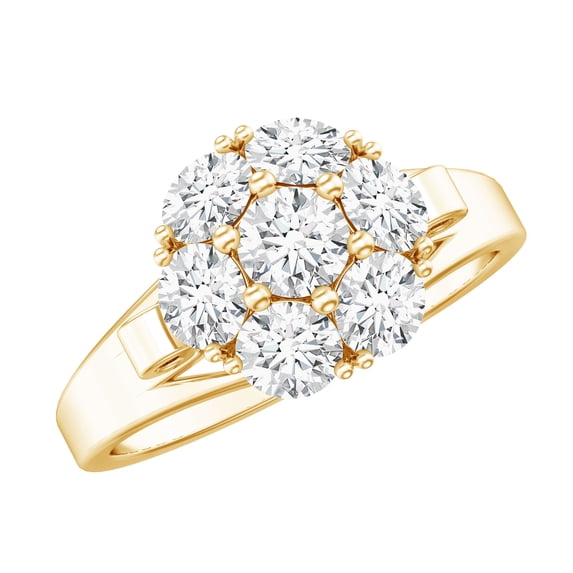 Rosec Jewels Womens Moissanite Engagement Ring, Floral Ring (D-VS1 Quality), 10K Yellow Gold, US 11.00