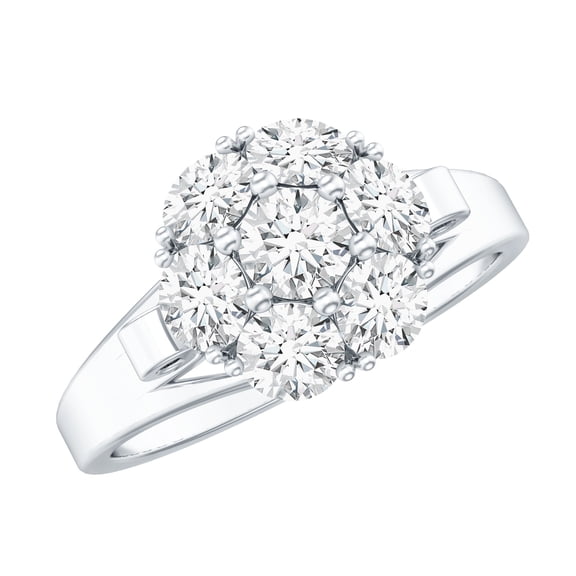Rosec Jewels Womens Moissanite Engagement Ring, Floral Ring (D-VS1 Quality), 925 Sterling Silver, US 4.00
