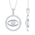 thumbnail image 1 of Rosec Jewels Evil Eye Necklace with Moissanite - D-VS1 Grade Certified - Circle Pendant Necklace with Chain - Ready to Gift, 18K White Gold, 1 of 8