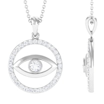Rosec Jewels Womens Moissanite Evil Eye Pendant, Eternity Pendant Necklace (D-VS1 Grade), 925 Sterling Silver