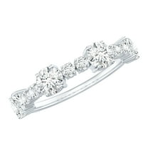 Rosec Jewels Certified Moissanite Half Eternity Ring for Women - Moissanite Wedding Band - D-VS1 Quality, 925 Sterling Silver, US 4.00