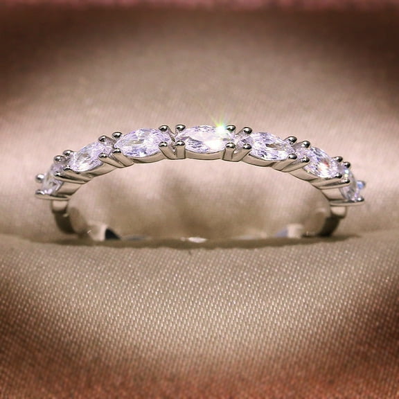 Womens Moissanite Ring 18K Plated Geometric Wedding Engagement Anniversary Promise Bridal Fashion Jewelry Glow