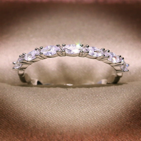 Womens Moissanite Ring 18K Plated Geometric Wedding Engagement Anniversary Promise Bridal Fashion Jewelry Glow