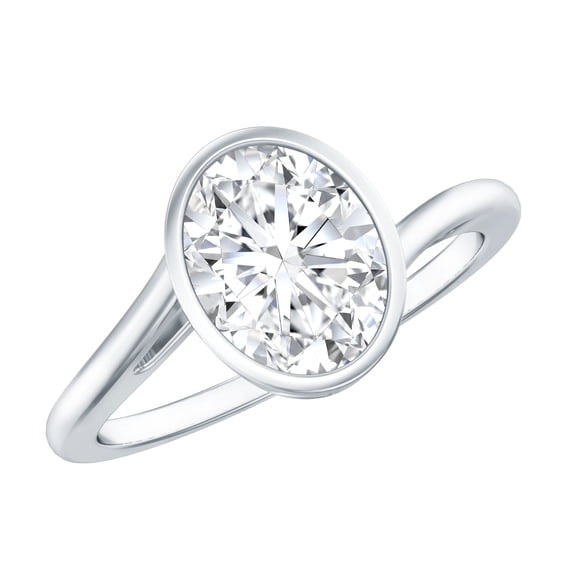 Rosec Jewels Certified Moissanite Oval Engagement Ring 2 Carat - 7X9 mm Moissanite Solitaire Ring - D-VS1 Quality Certified, 14K White Gold, US 4.50