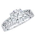 thumbnail image 1 of Rosec Jewels Certified Moissanite Cushion Cut Engagement Ring 3 Carat - Filigree Ring - 8 mm - D-VS1 Quality, 14K White Gold, US 8.00, 1 of 7