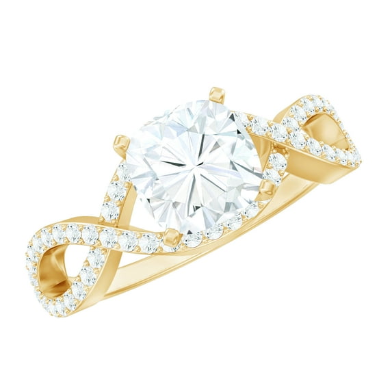 Rosec Jewels Womens Moissanite Solitaire Engagement Ring, Infinity Ring - D-VS1 Grade, 14K Yellow Gold, US 7.00