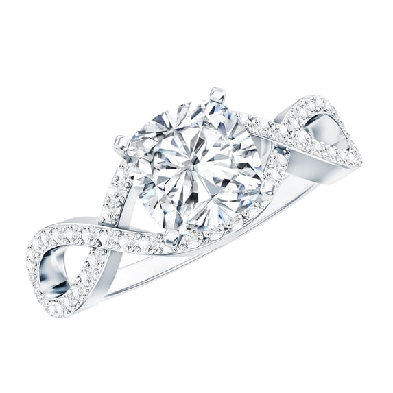 Womens Moissanite Solitaire Engagement Ring, Infinity Ring - D-VS1 Grade, 925 Sterling Silver, US 4.00