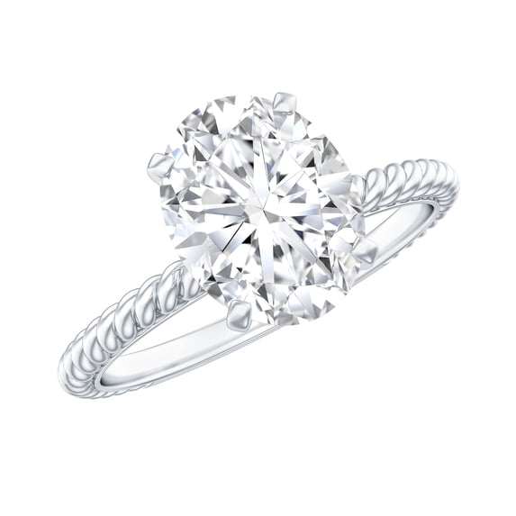 Rosec Jewels Moissanite Oval Engagement Ring 2 Carat - 7X9 mm Moissanite Solitaire Ring - D-VS1 Quality Certified, 925 Sterling Silver, US 4.00