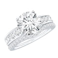 thumbnail image 1 of Rosec Jewels Womens Moissanite Engagement and Wedding Ring Set - 2 Carat Round Ring with Band (D-VS1 Grade) - with Jewelry Box, 14K White Gold, US 4.00, 1 of 7