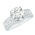 thumbnail image 1 of Rosec Jewels Womens Moissanite Engagement and Wedding Ring Set - 2 Carat Round Ring with Band (D-VS1 Grade) - with Jewelry Box, 14K White Gold, US 7.00, 1 of 7