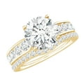 thumbnail image 1 of Rosec Jewels Womens Moissanite Engagement and Wedding Ring Set - 2 Carat Round Ring with Band (D-VS1 Grade) - with Jewelry Box, 18K Yellow Gold, US 5.50, 1 of 7