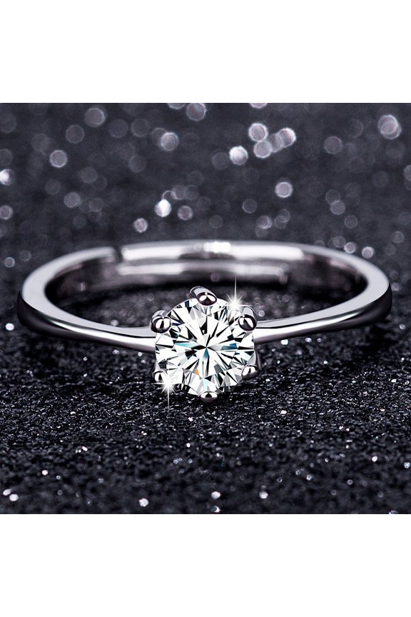 Womens Moissanite Zircon Crown Ring Eight Heart Eight Arrow Cut Open End Engagement Wedding Promise Crown Style Gift