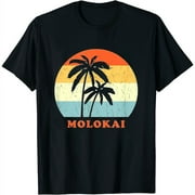 Womens Molokai Hawaii Vintage Sun & Surf Throwback Vacation T-Shirt Black Medium
