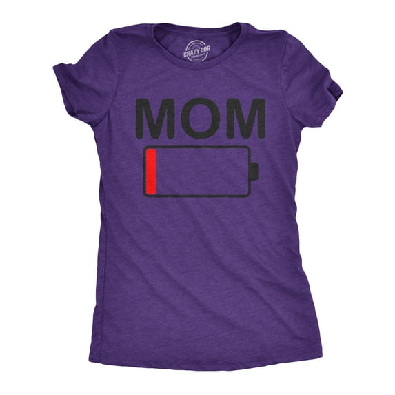 Womens Mom Battery Low Funny Sarcastic Graphic Tired Parenting Mother T shirt Womens Graphic Tees