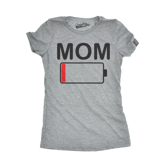 Womens Mom Battery Low Funny Sarcastic Graphic Tired Parenting Mother T shirt Womens Graphic Tees