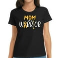 thumbnail image 1 of Womens Mom Of A Warrior Childhood Cancer Ribbon Awareness Family T-Shirt Black 2X-Large, 1 of 5