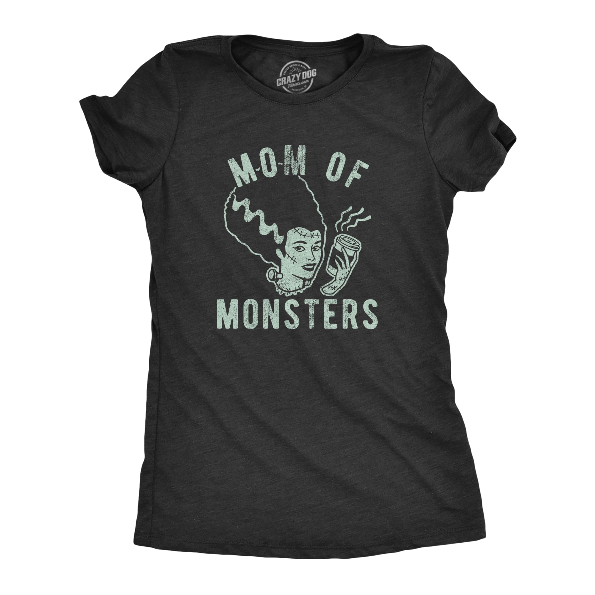 Womens Mom Of Monsters Tshirt Funny Halloween Coffee Parenting Novelty ...