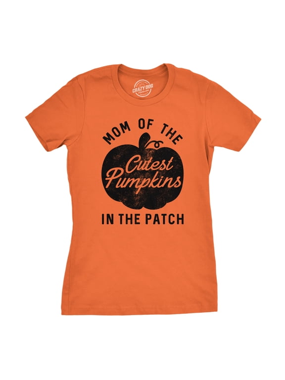 Womens Mom of The Cutest Pumpkins In The Patch T Shirt Funny Halloween Tee Womens Graphic Tees