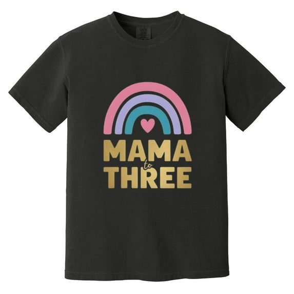 Womens Mom Of Three Third Baby Announcement Mothers Day Multi Child Family Comfort Color T-Shirt, Unisex, up to size 4XL