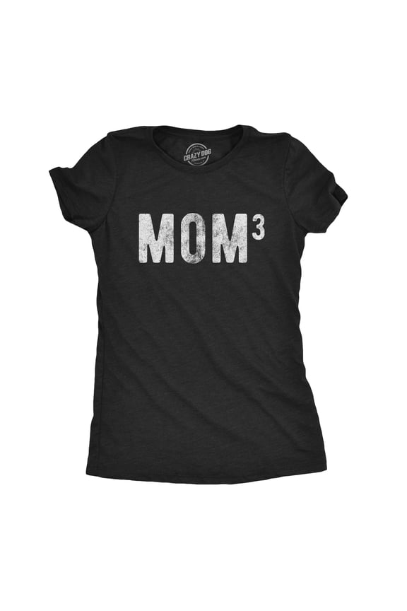 Womens Mom Of Three T Shirt Funny Mothers Day Cubed Math Adulting Graphic Tee Womens Graphic Tees