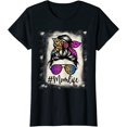 thumbnail image 1 of Womens Mom life Bleached Rainbow Leopard Shirt Mama Mother T-Shirt, 1 of 3
