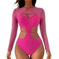 thumbnail image 1 of Womens Monokini Women's Solid Color Blouse Bikini Suit Strap Swimsuit Sexy Swimsuit Suit Monokini Red XL, 1 of 5