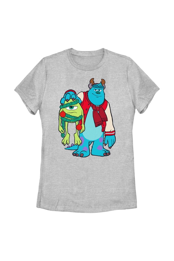 Womens Monsters Inc Christmas Friends Sully and Mike T Shirt